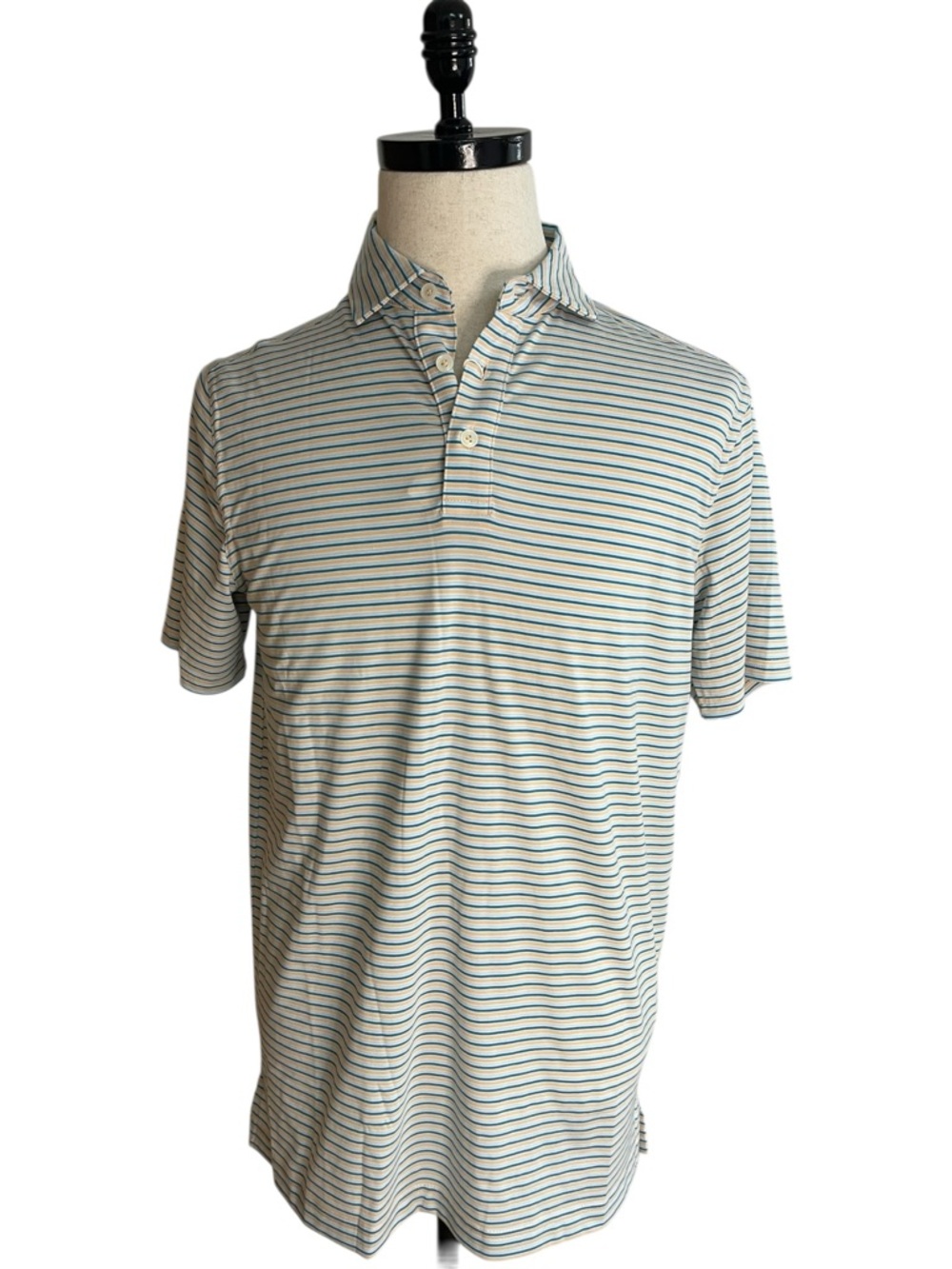 Duck Head Performance Striped Polo Blue Peach